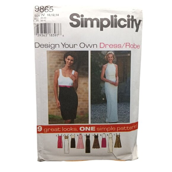Vintage Simplicity 9865 Vintage Sewing Pattern Design Your Own Dress/Robe Sizes - Picture 1 of 2